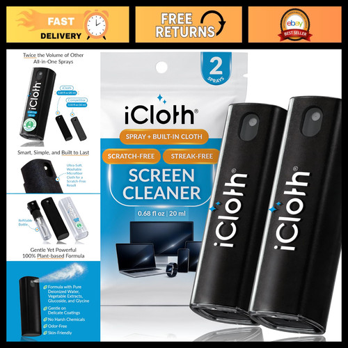 Screen cleaner spray - 2x, 2-in-1